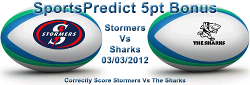 Stormers Vs The Sharks SportsPredict 5pt Bonus Match - Click to Enlarge